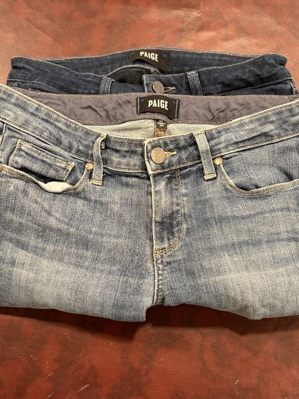 Lot of TWO pairs of Paige jeans, 27 inch waist